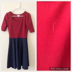 Lularoe Nicole Red/Navy Dress Size Medium